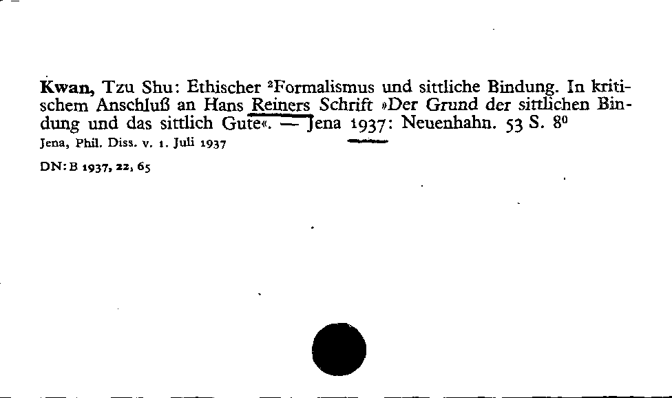 [Katalogkarte Dissertationenkatalog bis 1980]