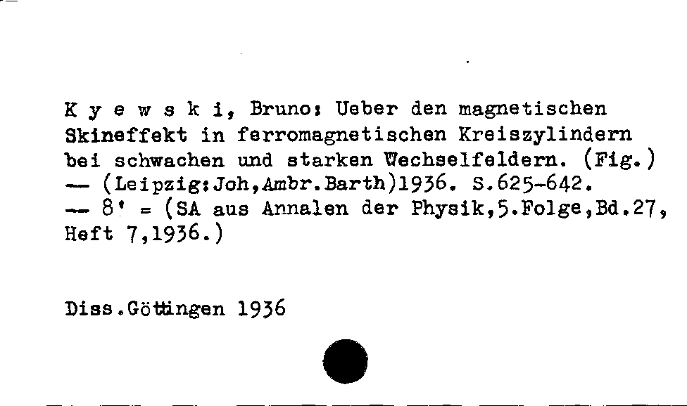 [Katalogkarte Dissertationenkatalog bis 1980]