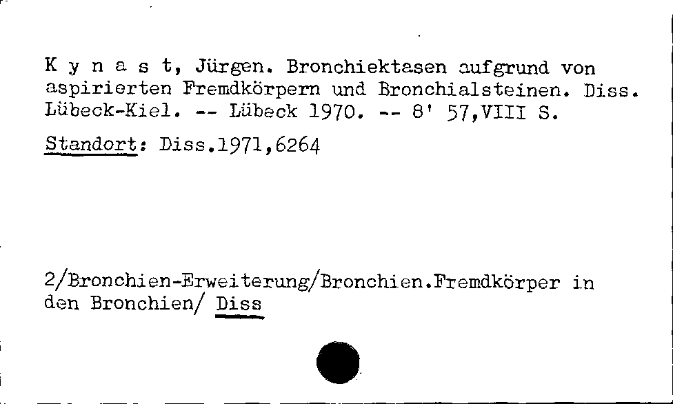 [Katalogkarte Dissertationenkatalog bis 1980]