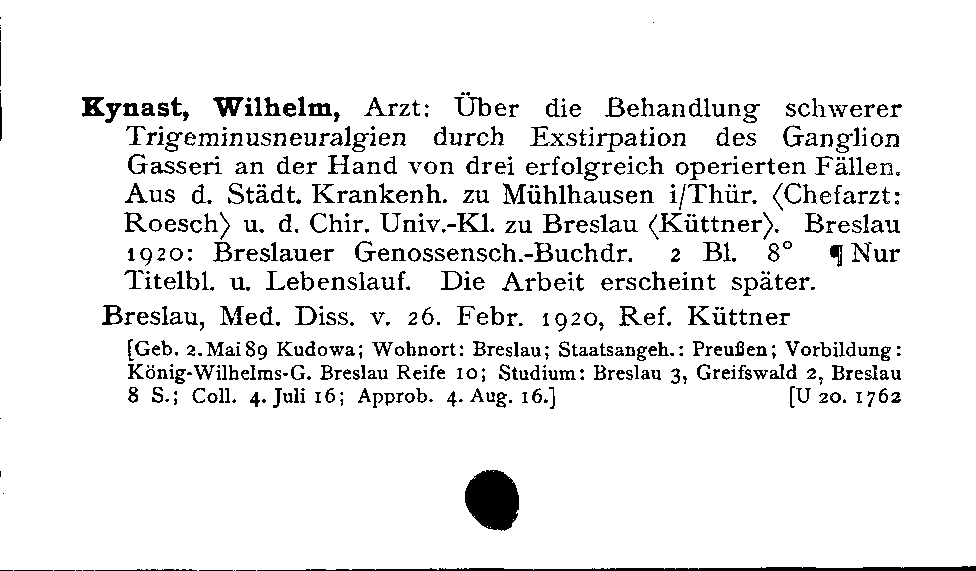 [Katalogkarte Dissertationenkatalog bis 1980]