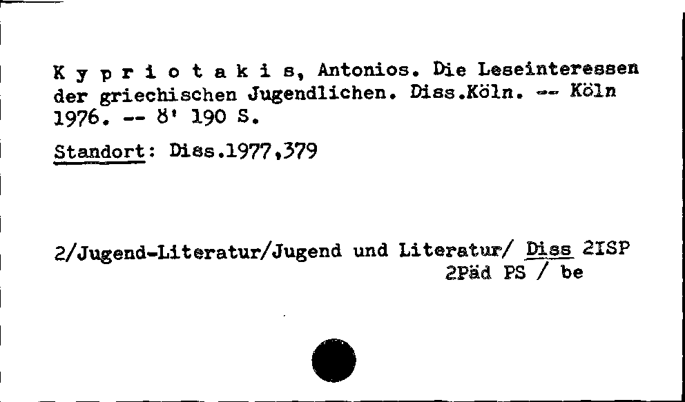 [Katalogkarte Dissertationenkatalog bis 1980]