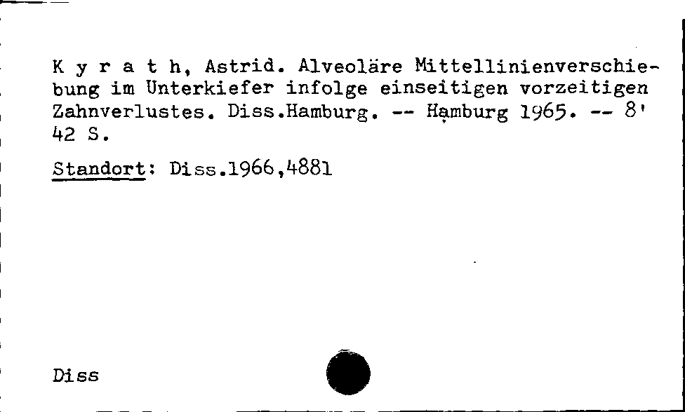 [Katalogkarte Dissertationenkatalog bis 1980]