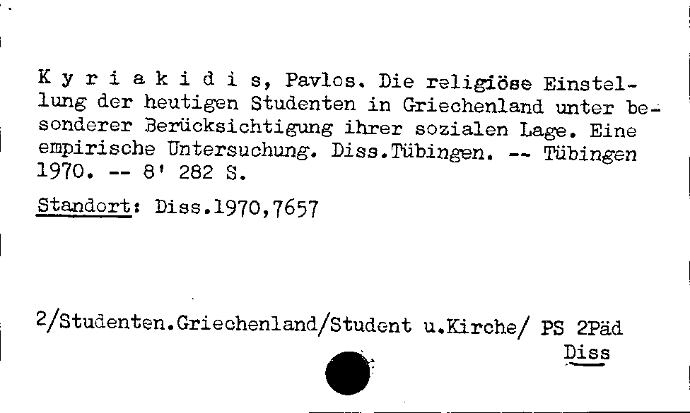 [Katalogkarte Dissertationenkatalog bis 1980]