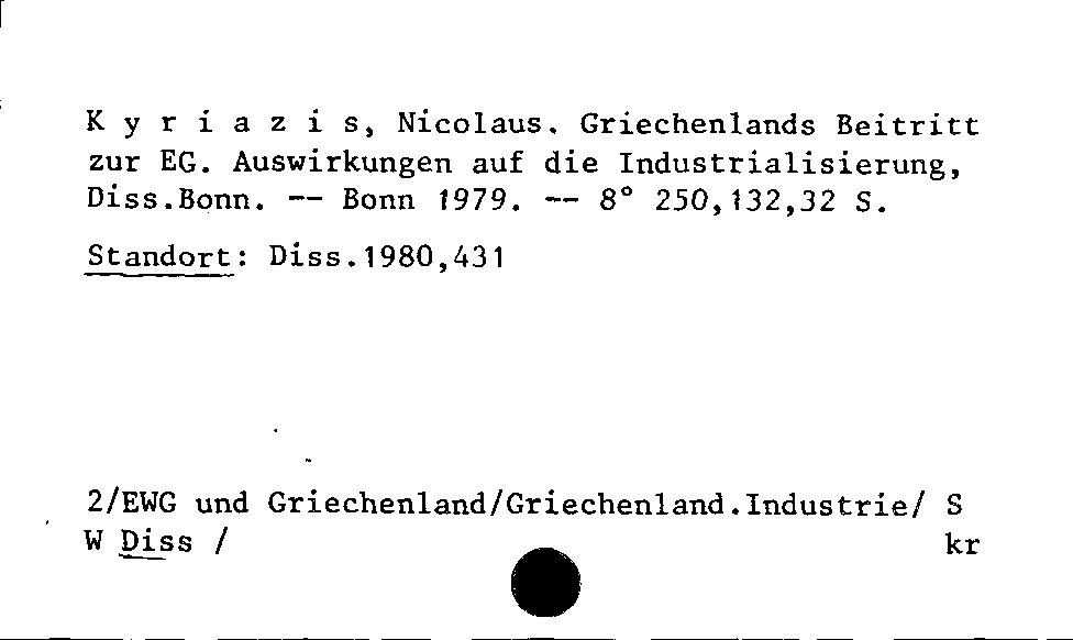 [Katalogkarte Dissertationenkatalog bis 1980]