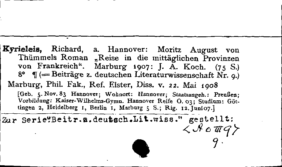 [Katalogkarte Dissertationenkatalog bis 1980]