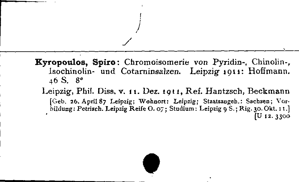 [Katalogkarte Dissertationenkatalog bis 1980]