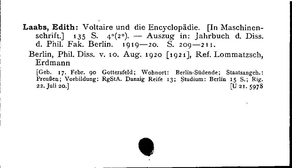 [Katalogkarte Dissertationenkatalog bis 1980]