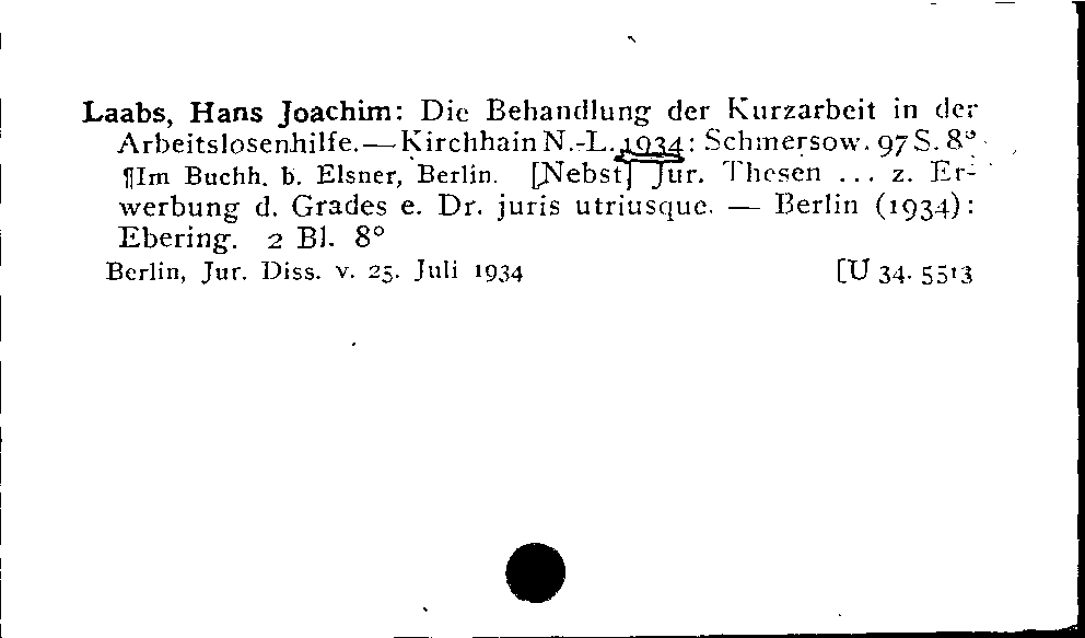 [Katalogkarte Dissertationenkatalog bis 1980]