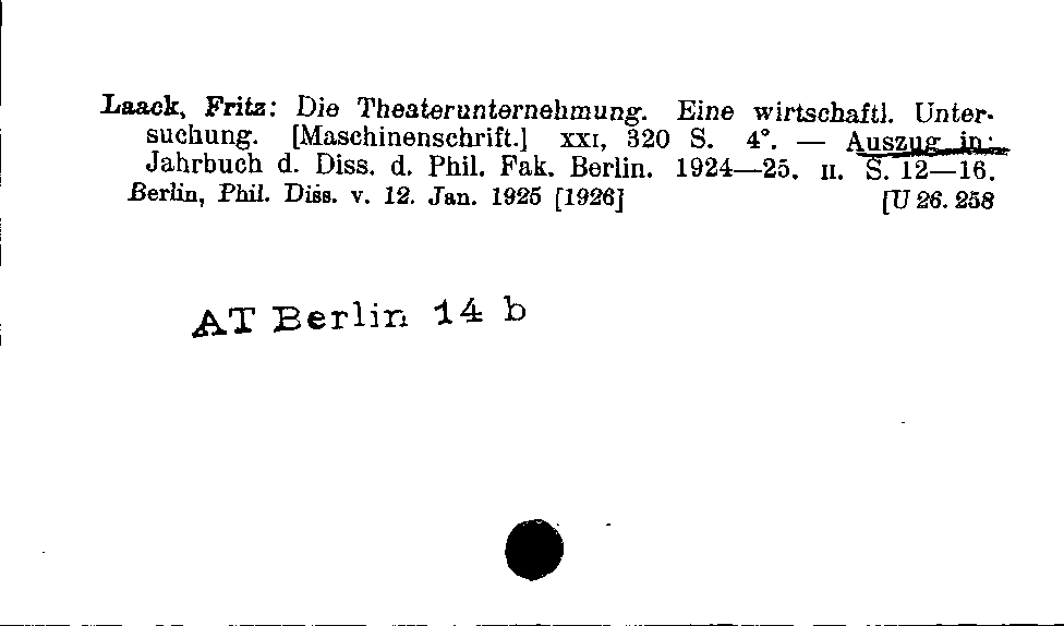 [Katalogkarte Dissertationenkatalog bis 1980]