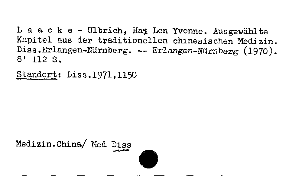 [Katalogkarte Dissertationenkatalog bis 1980]