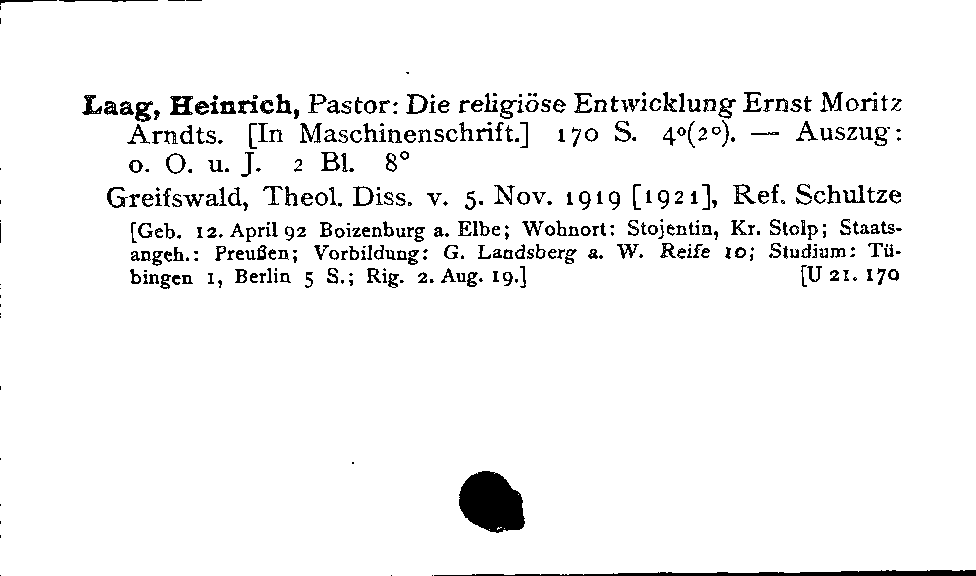 [Katalogkarte Dissertationenkatalog bis 1980]