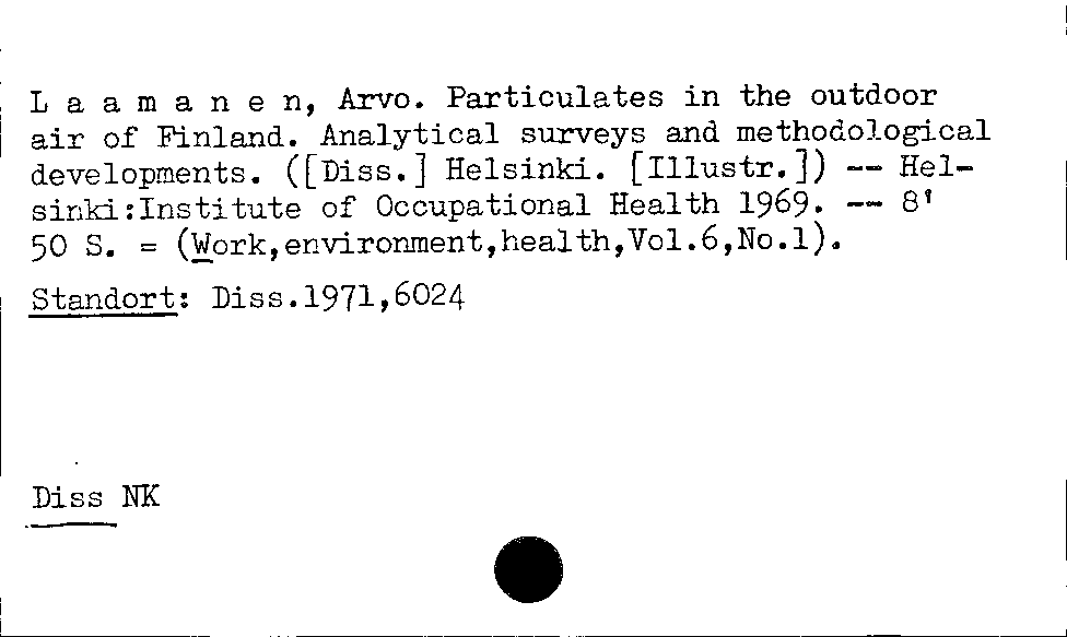 [Katalogkarte Dissertationenkatalog bis 1980]