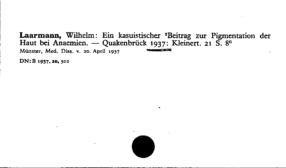 [Katalogkarte Dissertationenkatalog bis 1980]