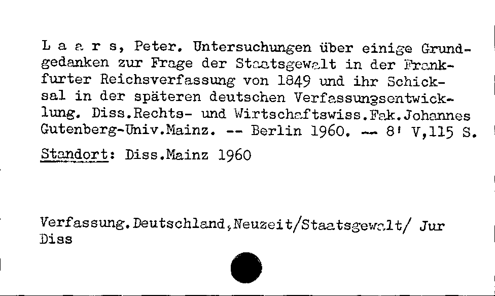 [Katalogkarte Dissertationenkatalog bis 1980]