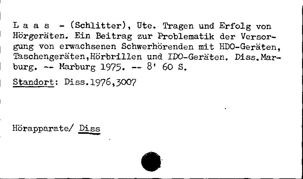 [Katalogkarte Dissertationenkatalog bis 1980]