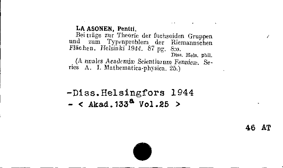 [Katalogkarte Dissertationenkatalog bis 1980]