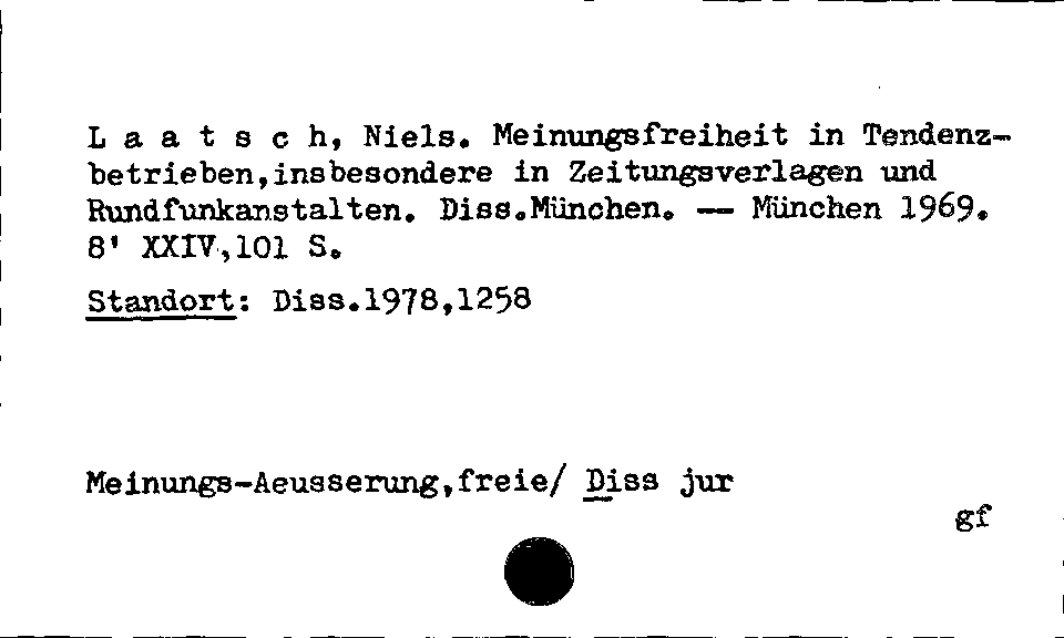 [Katalogkarte Dissertationenkatalog bis 1980]