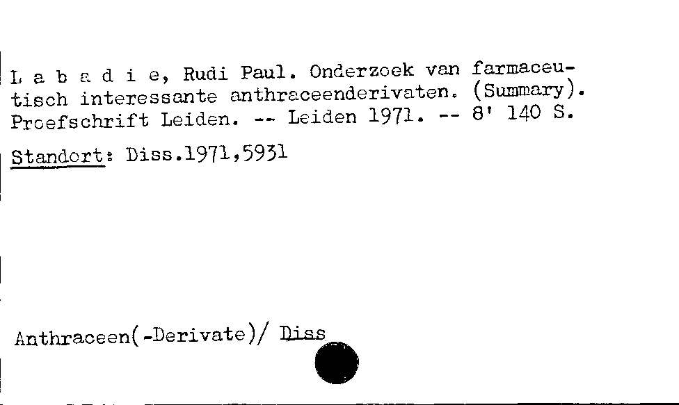 [Katalogkarte Dissertationenkatalog bis 1980]