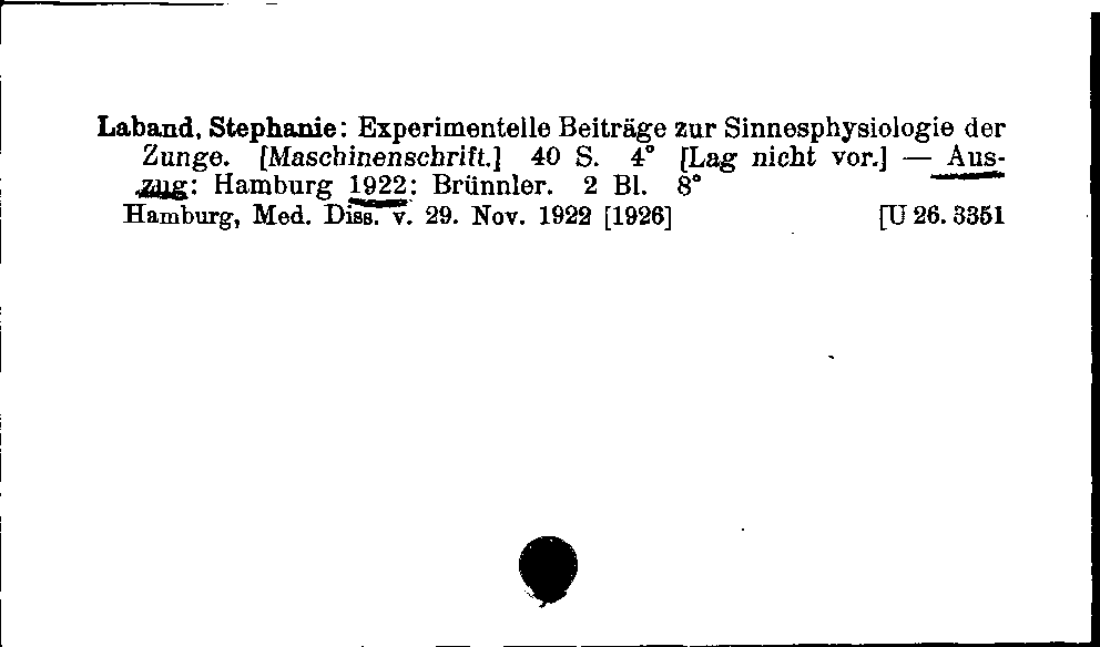 [Katalogkarte Dissertationenkatalog bis 1980]