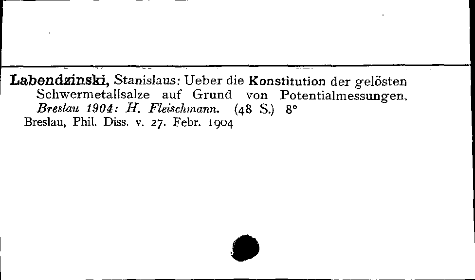 [Katalogkarte Dissertationenkatalog bis 1980]