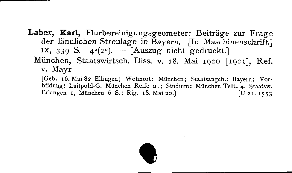 [Katalogkarte Dissertationenkatalog bis 1980]