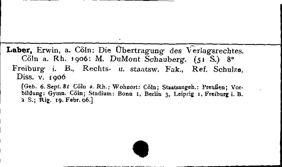 [Katalogkarte Dissertationenkatalog bis 1980]