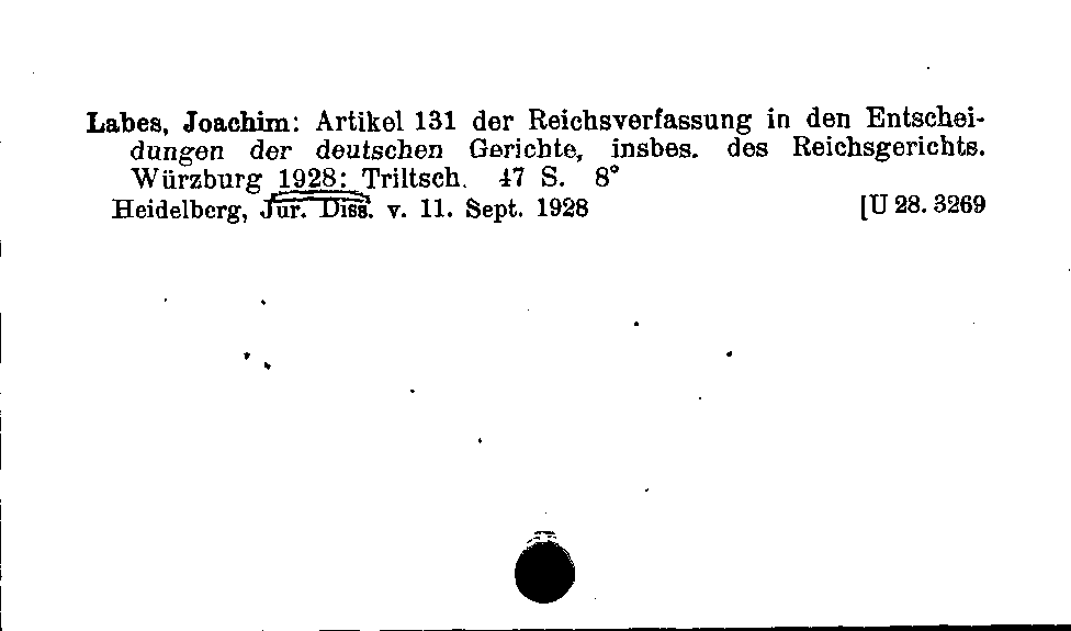 [Katalogkarte Dissertationenkatalog bis 1980]