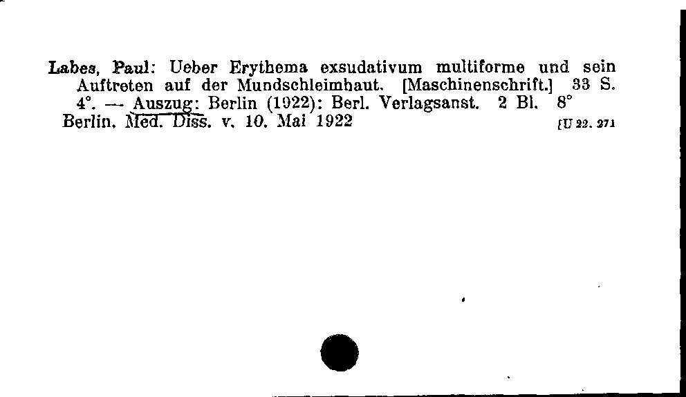 [Katalogkarte Dissertationenkatalog bis 1980]