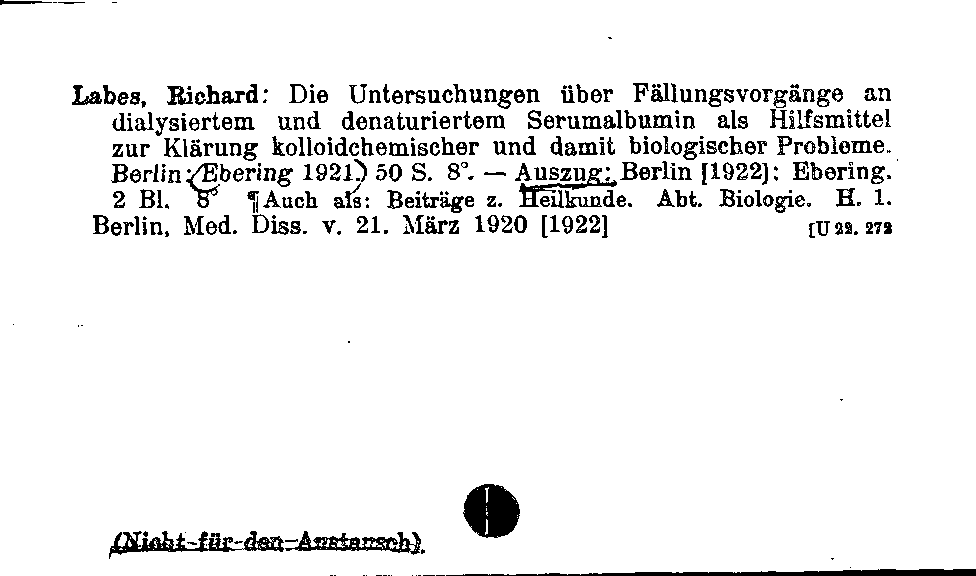 [Katalogkarte Dissertationenkatalog bis 1980]