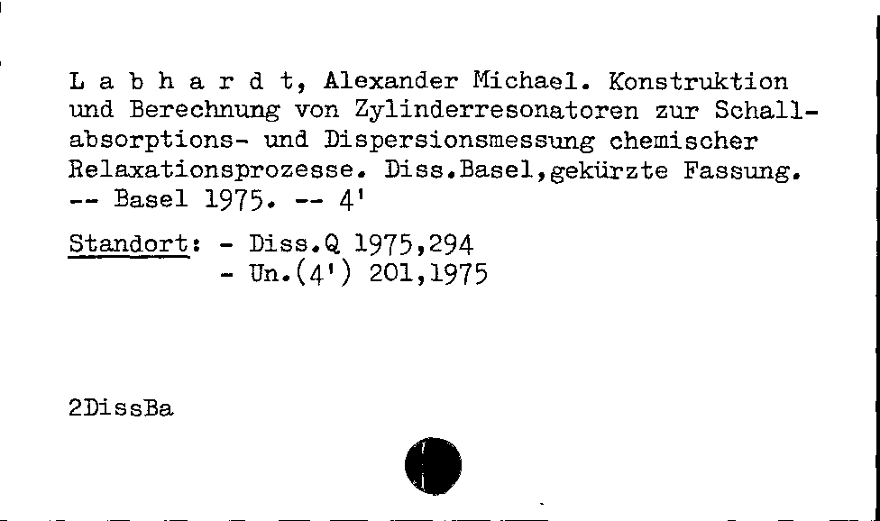 [Katalogkarte Dissertationenkatalog bis 1980]