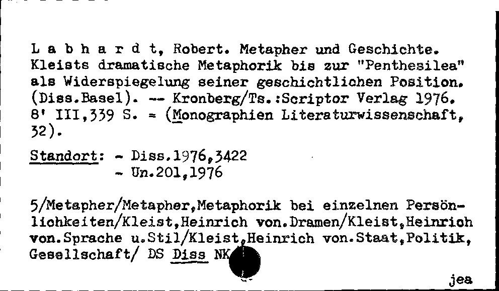 [Katalogkarte Dissertationenkatalog bis 1980]