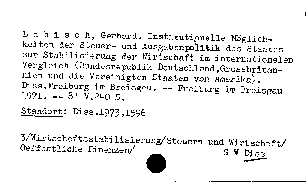 [Katalogkarte Dissertationenkatalog bis 1980]