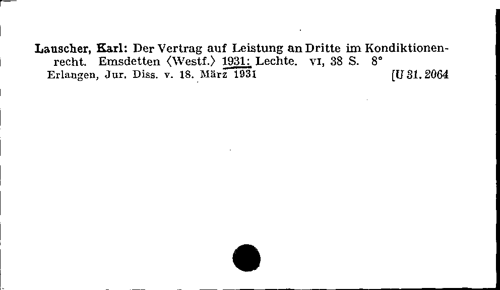 [Katalogkarte Dissertationenkatalog bis 1980]