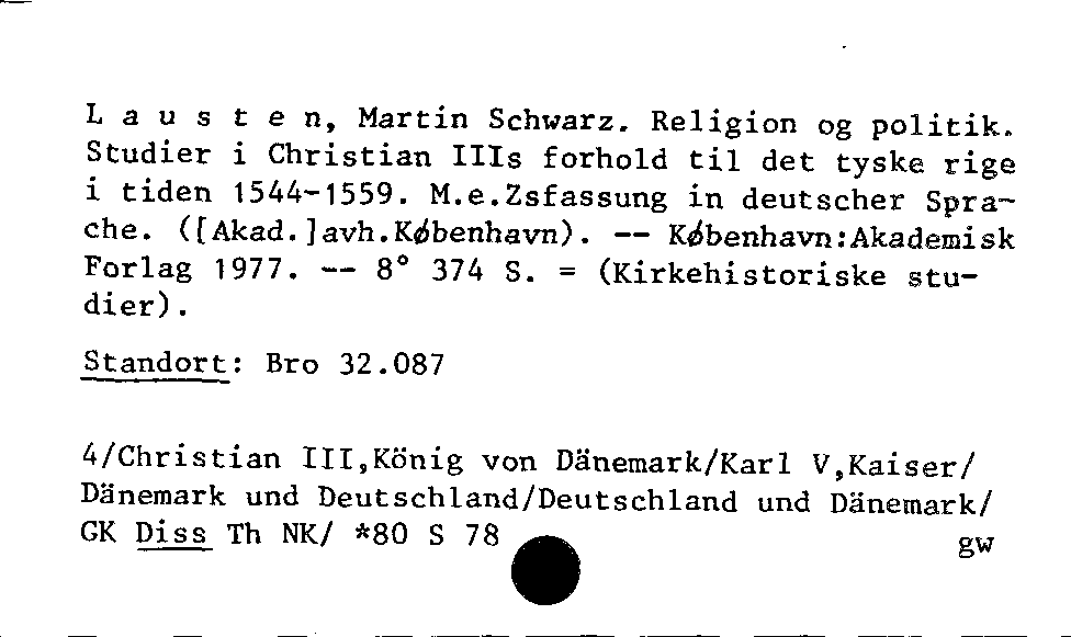 [Katalogkarte Dissertationenkatalog bis 1980]