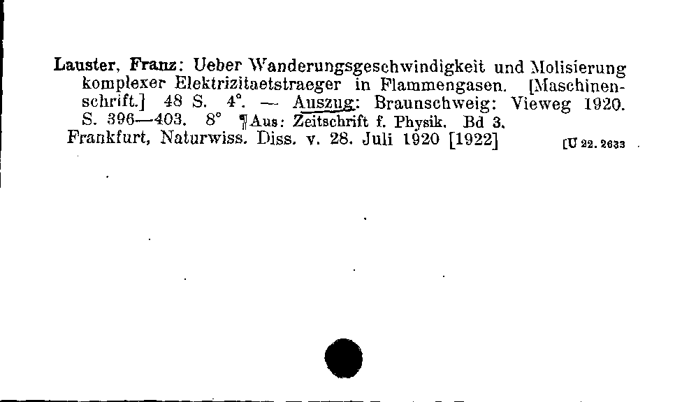 [Katalogkarte Dissertationenkatalog bis 1980]