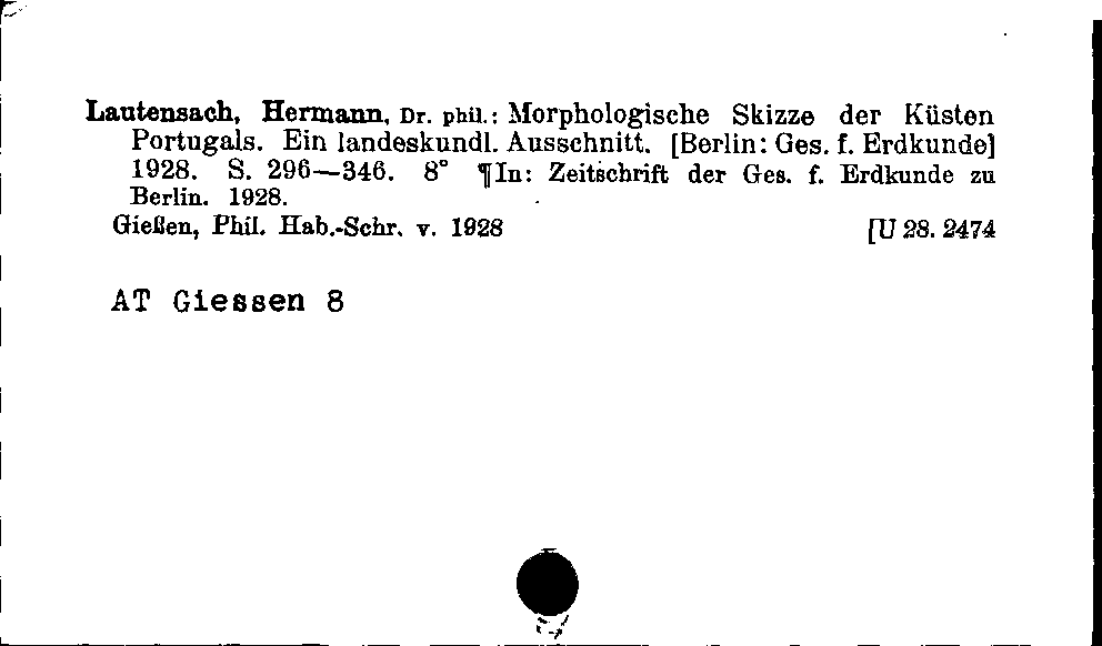 [Katalogkarte Dissertationenkatalog bis 1980]