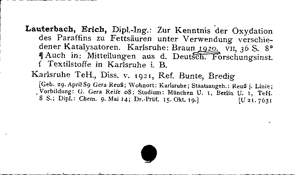 [Katalogkarte Dissertationenkatalog bis 1980]