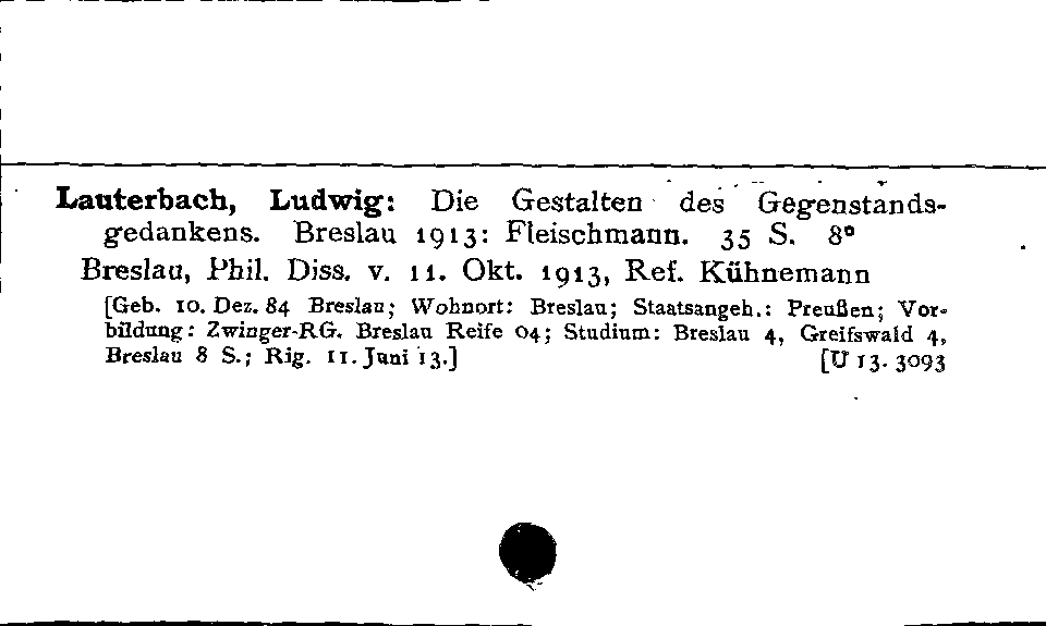 [Katalogkarte Dissertationenkatalog bis 1980]