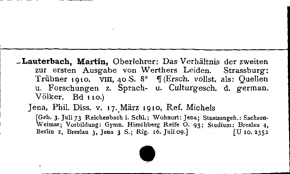 [Katalogkarte Dissertationenkatalog bis 1980]