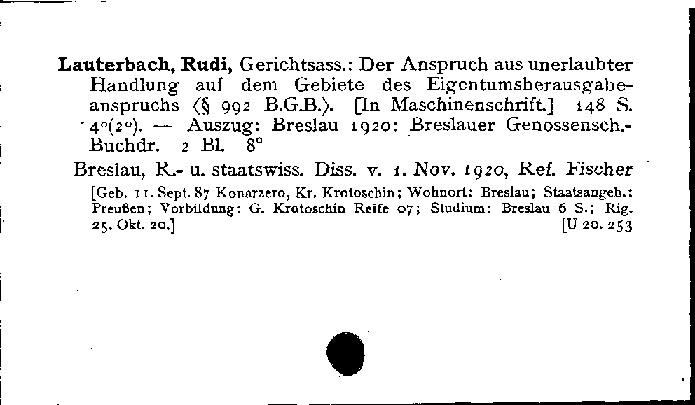 [Katalogkarte Dissertationenkatalog bis 1980]