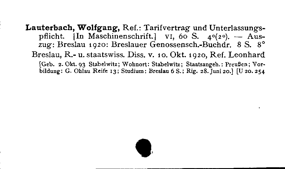 [Katalogkarte Dissertationenkatalog bis 1980]