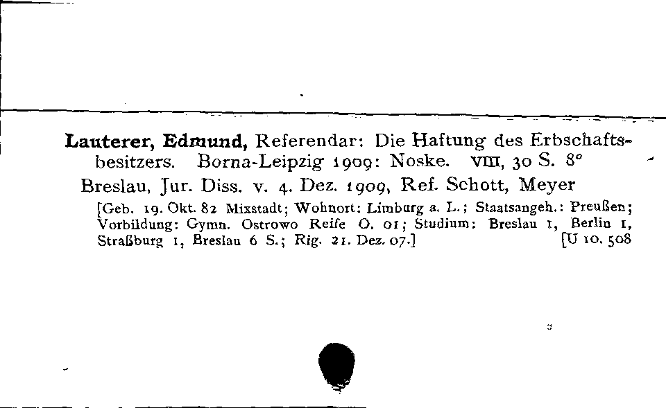 [Katalogkarte Dissertationenkatalog bis 1980]