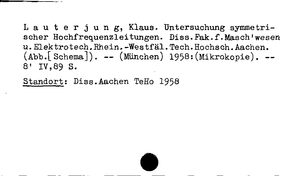 [Katalogkarte Dissertationenkatalog bis 1980]