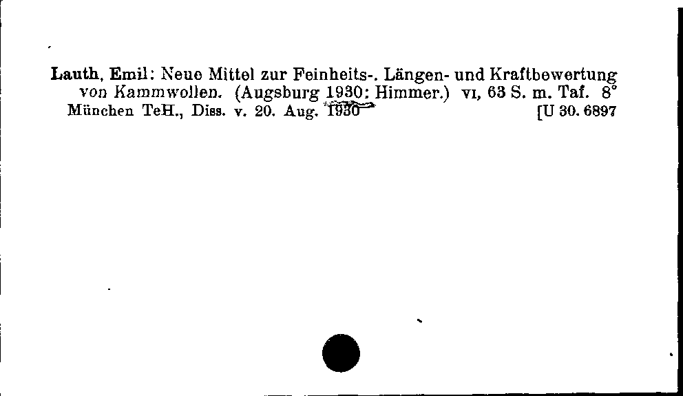 [Katalogkarte Dissertationenkatalog bis 1980]