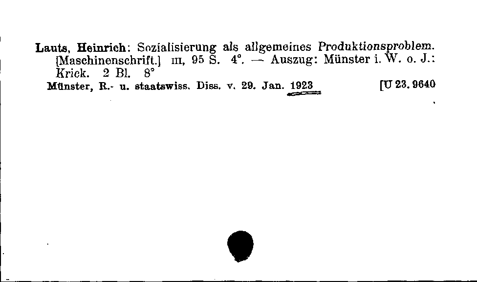 [Katalogkarte Dissertationenkatalog bis 1980]