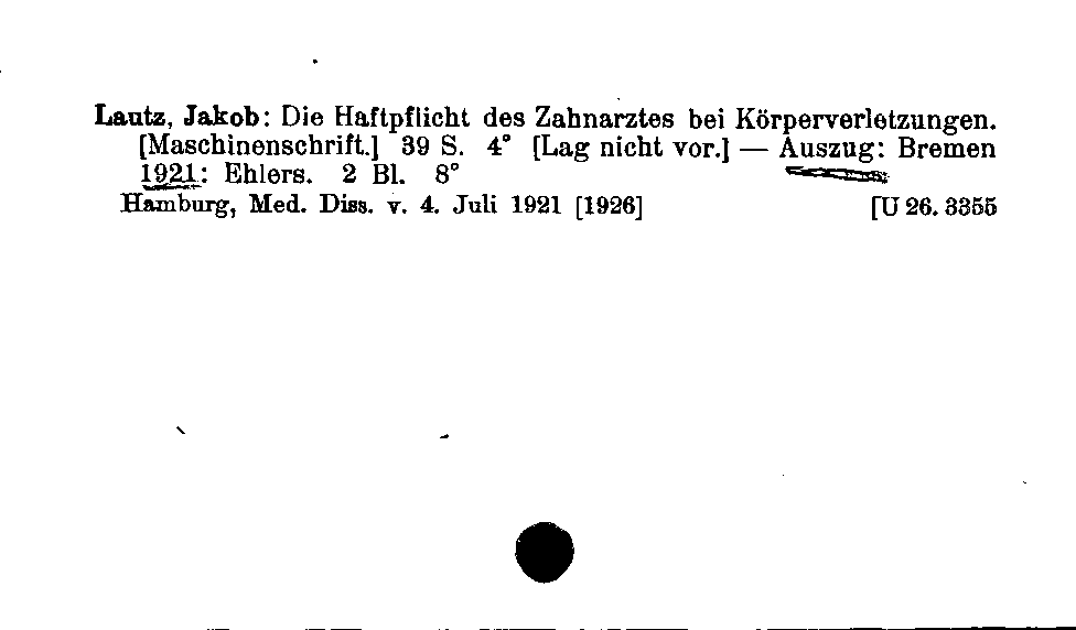 [Katalogkarte Dissertationenkatalog bis 1980]