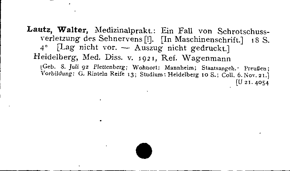 [Katalogkarte Dissertationenkatalog bis 1980]