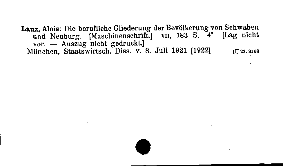 [Katalogkarte Dissertationenkatalog bis 1980]