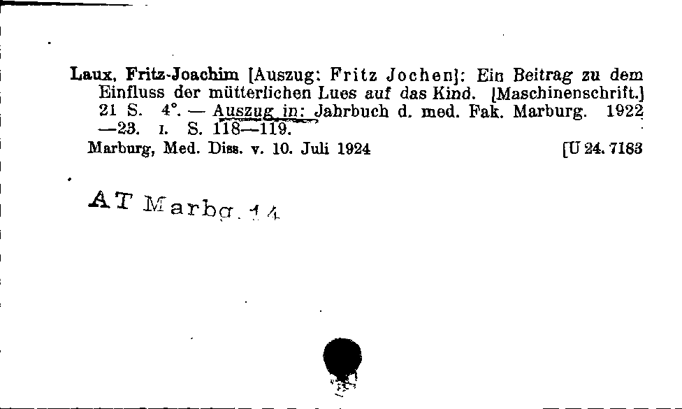 [Katalogkarte Dissertationenkatalog bis 1980]