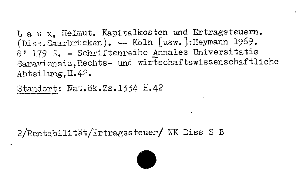 [Katalogkarte Dissertationenkatalog bis 1980]